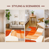 Ultra Soft Area Rug, Non Slip, Stain Resistant, Washable Area Rugs for Living Room, Bedroom, Earthy Tones Abstract Harmony(Orange)