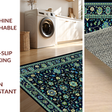Ultra Soft Area Rug, Non Slip, Stain Resistant, Washable Area Rugs for Living Room, Bedroom, Timeless Floral Medallion Aesthetic(Blue)
