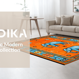 Ultra Soft Area Rug, Non Slip, Stain Resistant, Washable Area Rugs for Living Room, Bedroom, Charming Color Splash Medallion(Orange)
