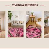 Ultra Soft Area Rug, Non Slip, Stain Resistant, Washable Area Rugs for Living Room, Bedroom, Tribal Distressed Pink Living Room Stain-Resistant Rug(Pink)