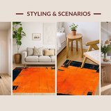 Ultra Soft Area Rug, Non Slip, Stain Resistant, Washable Area Rugs for Living Room, Bedroom, Bold Lava Swirl Pattern(Orange)