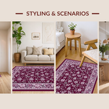 Ultra Soft Area Rug, Non Slip, Stain Resistant, Washable Area Rugs for Living Room, Bedroom, Dark Purple Botanical Inspiration(Purple)