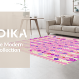 Ultra Soft Area Rug, Non Slip, Stain Resistant, Washable Area Rugs for Living Room, Bedroom, Radiant Colorful Patterned Display(Pink)