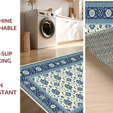 Ultra Soft Area Rug, Non Slip, Stain Resistant, Washable Area Rugs for Living Room, Bedroom, Stylish Distressed Floral Composition(White)