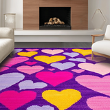 Ultra Soft Area Rug, Non Slip, Stain Resistant, Washable Area Rugs for Living Room, Bedroom, Joyful Heartfelt Decorative Accent(Purple)