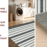 Ultra Soft Area Rug, Non Slip, Stain Resistant, Washable Area Rugs for Living Room, Bedroom, Indoor Outdoor Rug Braided Area Rug Black White Striped Farmhouse Style(Black)