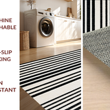 Ultra Soft Area Rug, Non Slip, Stain Resistant, Washable Area Rugs for Living Room, Bedroom, KaHouen High Contrast Striped Area Rug for Farmhouse Entrances(Black)