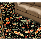 Ultra Soft Area Rug, Non Slip, Stain Resistant, Washable Area Rugs for Living Room, Bedroom, Elegant Floral Insect Fusion(Black)