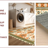 Ultra Soft Area Rug, Non Slip, Stain Resistant, Washable Area Rugs for Living Room, Bedroom, Dark Orange and Green Dorm Rug for Cozy Spaces(Beige)