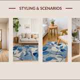 Ultra Soft Area Rug, Non Slip, Stain Resistant, Washable Area Rugs for Living Room, Bedroom, Contemporary Botanical Grey Blue Entryway Runner Rug(Blue)