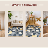 Ultra Soft Area Rug, Non Slip, Stain Resistant, Washable Area Rugs for Living Room, Bedroom, Sleek Modern Tiled Aesthetic(Gray)