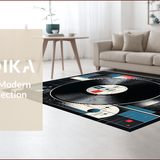 Ultra Soft Area Rug, Non Slip, Stain Resistant, Washable Area Rugs for Living Room, Bedroom, Vintage Sound Wave Imprint(Black)