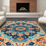 Ultra Soft Area Rug, Non Slip, Stain Resistant, Washable Area Rugs for Living Room, Bedroom, Luxurious Jewel-Toned Decorative Elements(Blue)