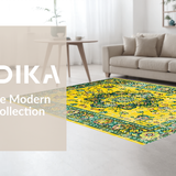 Ultra Soft Area Rug, Non Slip, Stain Resistant, Washable Area Rugs for Living Room, Bedroom, Artistic Distressed Botanical Design(Yellow)