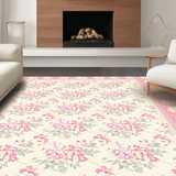Ultra Soft Area Rug, Non Slip, Stain Resistant, Washable Area Rugs for Living Room, Bedroom, Serene Light Pink Daisy Theme(Ivory)