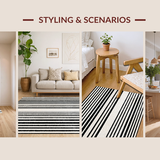 Ultra Soft Area Rug, Non Slip, Stain Resistant, Washable Area Rugs for Living Room, Bedroom, KaHouen High Contrast Striped Area Rug for Farmhouse Entrances(Black)