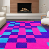 Ultra Soft Area Rug, Non Slip, Stain Resistant, Washable Area Rugs for Living Room, Bedroom, Whimsical Colorful Tile Arrangement(Purple)