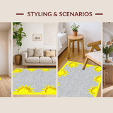 Ultra Soft Area Rug, Non Slip, Stain Resistant, Washable Area Rugs for Living Room, Bedroom, Sunny Cartoon Motif Delight(Yellow)
