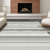Ultra Soft Area Rug, Non Slip, Stain Resistant, Washable Area Rugs for Living Room, Bedroom, Fashionable Linear Design Elements(Gray)