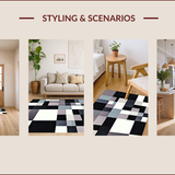 Ultra Soft Area Rug, Non Slip, Stain Resistant, Washable Area Rugs for Living Room, Bedroom, Stylish Minimalist Bedroom High Traffic Wool Carpet(Black)