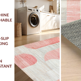 Ultra Soft Area Rug, Non Slip, Stain Resistant, Washable Area Rugs for Living Room, Bedroom, Contemporary Bow Loop Rug With Bold Uno Reverse Graphic And Sleek Curved Lines(Pink)