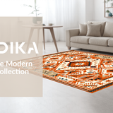 Ultra Soft Area Rug, Non Slip, Stain Resistant, Washable Area Rugs for Living Room, Bedroom, Aztec-Inspired Earthy Tones(Orange)