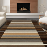 Ultra Soft Area Rug, Non Slip, Stain Resistant, Washable Area Rugs for Living Room, Bedroom, Contemporary Earthy Striped Elegance(Brown)