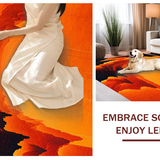 Ultra Soft Area Rug, Non Slip, Stain Resistant, Washable Area Rugs for Living Room, Bedroom, Vivid Abstract Lava Aesthetic(Orange)
