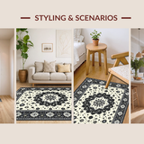Ultra Soft Area Rug, Non Slip, Stain Resistant, Washable Area Rugs for Living Room, Bedroom, Rustic Textured Tasseled Runner Style(Black)