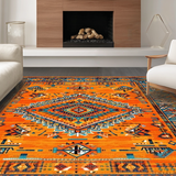 Ultra Soft Area Rug, Non Slip, Stain Resistant, Washable Area Rugs for Living Room, Bedroom, Trendy Bright Floral Geometry(Orange)