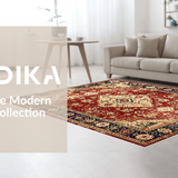 Ultra Soft Area Rug, Non Slip, Stain Resistant, Washable Area Rugs for Living Room, Bedroom, Rustic Tribal Floral Arrangement(Red)