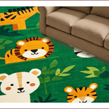 Ultra Soft Area Rug, Non Slip, Stain Resistant, Washable Area Rugs for Living Room, Bedroom, Colorful Whimsical Wildlife Design(Green)