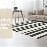 Ultra Soft Area Rug, Non Slip, Stain Resistant, Washable Area Rugs for Living Room, Bedroom, Modern Berber Stripe Farmhouse Living Room Rug(Black)