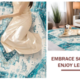 Ultra Soft Area Rug, Non Slip, Stain Resistant, Washable Area Rugs for Living Room, Bedroom, Serene Coastal Patterned Composition(Beige)