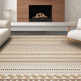Ultra Soft Area Rug, Non Slip, Stain Resistant, Washable Area Rugs for Living Room, Bedroom, Chic Minimalist Scalloped Elegance(Beige)