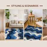 Chic Minimalist Fluid Line Composition(Blue)