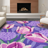 Ultra Soft Area Rug, Non Slip, Stain Resistant, Washable Area Rugs for Living Room, Bedroom, Soft Greenery Seasonal Decor Accent(Purple)