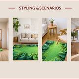 Ultra Soft Area Rug, Non Slip, Stain Resistant, Washable Area Rugs for Living Room, Bedroom, Tropical Palm Leaf Kitchen Non-Slip Runner Rug(Green)