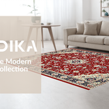Ultra Soft Area Rug, Non Slip, Stain Resistant, Washable Area Rugs for Living Room, Bedroom, Vibrant Geometric Blossom Arrangement(Red)