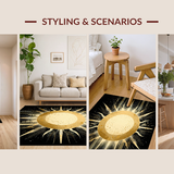 Ultra Soft Area Rug, Non Slip, Stain Resistant, Washable Area Rugs for Living Room, Bedroom, Elegant Yellow Abstract Art Motif(Gold)