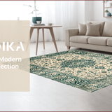 Ultra Soft Area Rug, Non Slip, Stain Resistant, Washable Area Rugs for Living Room, Bedroom, Rustic Floral Geometric Fusion(Beige)