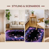 Ultra Soft Area Rug, Non Slip, Stain Resistant, Washable Area Rugs for Living Room, Bedroom, Serene Garden-Inspired Atmosphere(Purple)