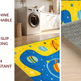 Ultra Soft Area Rug, Non Slip, Stain Resistant, Washable Area Rugs for Living Room, Bedroom, Space-Themed Lively Visual Arrangement(Yellow)