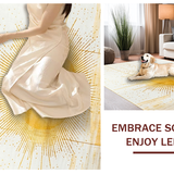 Ultra Soft Area Rug, Non Slip, Stain Resistant, Washable Area Rugs for Living Room, Bedroom, Lively Geometric Rainbow Fusion(Gold)