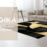 Ultra Soft Area Rug, Non Slip, Stain Resistant, Washable Area Rugs for Living Room, Bedroom, Chic Modernist Bold Artistic Motif(Gold)
