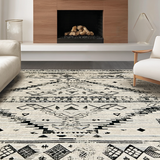 Ultra Soft Area Rug, Non Slip, Stain Resistant, Washable Area Rugs for Living Room, Bedroom, Vintage Geometric Black Tones(Gray)
