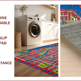 Ultra Soft Area Rug, Non Slip, Stain Resistant, Washable Area Rugs for Living Room, Bedroom, Vibrant Cityscape Playful Aesthetic(Red)