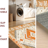 Ultra Soft Area Rug, Non Slip, Stain Resistant, Washable Area Rugs for Living Room, Bedroom, Artful Distressed Linear Patterns(Orange)