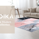 Ultra Soft Area Rug, Non Slip, Stain Resistant, Washable Area Rugs for Living Room, Bedroom, Sleek Light Luxury Geometric Texture(Pink)