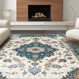 Ultra Soft Area Rug, Non Slip, Stain Resistant, Washable Area Rugs for Living Room, Bedroom, Trendy Soft Earthy Tiled Arrangement(White)